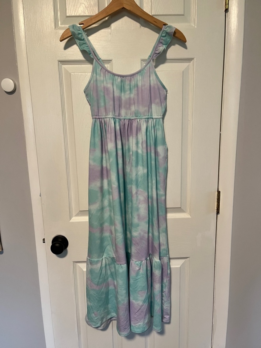32 Degrees Girls Pastel Tie-Dye Maxi Dress in Mint and Lavender